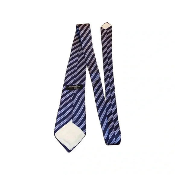 Vintage Christian Dior Men's Silk Navy Blue Tie - Picture 2 of 2